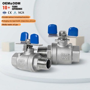 JICHUAN PN16 2-Piece Stainless Steel Ball Valve, 1/2