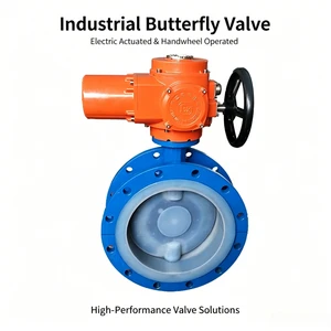 PTFE Rubber Seat Double Flange Ductile Iron Electric Double Acting Actuator Butterfly Valve with Gas Control