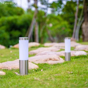 Outdoor Round Stainless Steel Lawn Light Courtyard Garden Lamp Community Street Lamp Cylindrical Modern Lawn Lamp