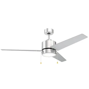 LED 52 Inch Flush Mount Modern Ceiling Fan with Light Kit, Indoor and Outdoor Fans Lights Available with Pull Chain AC Motor