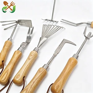 Professional Industrial Stainless Steel Agricultural Hand Digging Tools Set Spade Leaf Rake Bonsai Kit for Durable Garden Weed