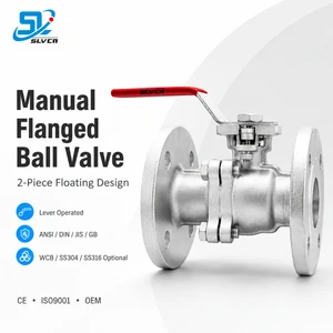 PN10/PN16 WCB/SS304/SS316 Body PTFE Seat Lever Operated Manual 2-Piece Flanged Ball Valve for Water Oil Gas Steam Pipeline