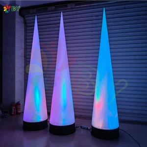 Customized Size Inflatable Tusk Ivory LED Lights Inflatable Pillar Lighted Inflatable Cone For Wedding Decoration Event