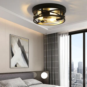 1 Pack Black Flush Mount Ceiling Light, Industrial Farmhouse Metal Cage Light Ceiling Mount for Kitchen Entryway Hallway