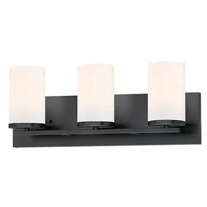 3-Light Bathroom Vanity Light, Matte Black Bathroom Light Fixtures Over Mirror, Bathroom Lights Wall Mount with White Glass