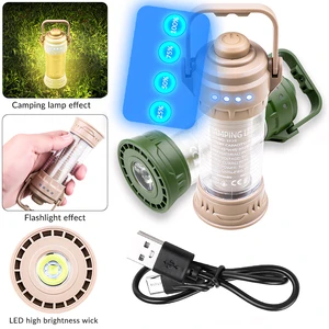 Outdoor Camping Tent Lantern LED 1500mah Long Runtime With Hook IP44 Waterproof Type-C Charging Portable Multiple Light