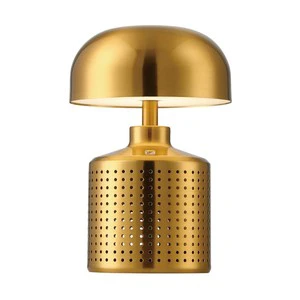 Mini DC Powered Gold LED Table Lamp Indoor Decoration 3500K Warm White Metal Punching Touch Dimming Stepless Control High CRI 80