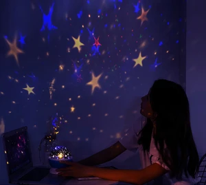 Children's Bedroom Decoration Led Romantic Sky Stars Small Night Light Projector Lamp