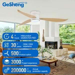 New Design Modern Flush Mounted Ceiling Fan LED Lighting Smart Remote Control 3 Blades DC Motor