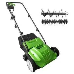 Vertak 1500W 2 In 1 Lawn Scarifier And Rake 320mm Working Width Electric Corded Tiller Scarifier Rake With 30L Grass Bag