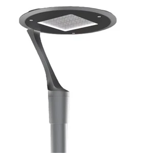 CE RoHS Slanted Arm Post Light 30W-80W Grey Spray Paint Asymmetrical Pole Top Lantern for Curved Support Area Luminaire Project