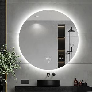 Modern Round Bath Mirrors Wall Mounted Touch Screen Defogger Smart Bathroom Mirror With Led Light