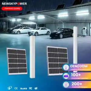CE ROHS High Brightness Tube Rechargeable LED Solar Batten Light 100W 200W with Motion Sensor Carport Warehouse Ceiling Light