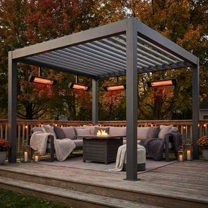 Luxury Motorized Bioclimatic Aluminum Pergola with Heater Lamps for Winter Garden and Cozy Outdoor Lounge Aluminium Gazebo