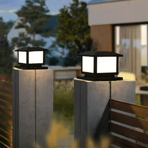 Main Gate Solar Pillar Light Solar Powered Garden Outdoor Waterproof IP44 Post Fence Lamp Outdoor Solar Column Gate Light