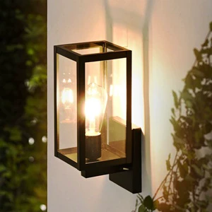 Modern Industrial Outdoor Wall Light Aluminum Led Square Waterproof E26 Switch Control Lamp for Garden