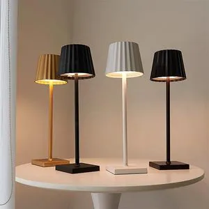 Portable Metal LED Cordless Desk Lamp Stepless Dimming Rechargeable Touch Control Table Lamp for Restaurant Bedroom