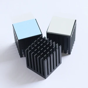 25x25x27mm Black Anodized 6063 Aluminum Broken Groove Heat Sink With Thermal Adhesive GPU CPU NIC Motherboard IC Cooler
