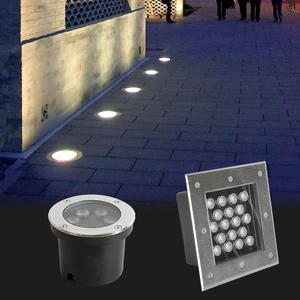 Outdoor Ip66 Waterproof Square Round Inground Lamp Recessed 1w 6w 12w 18w 36w 18w RGB Led Underground Light