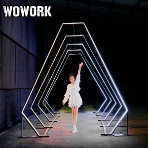 2026 WOWORK RGB Standing Led Giant Frame Neon Wedding Path Entrance Tunnel Lights for Wedding Stage Backdrop Decoration