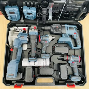 Five-Piece Battery-Powered Tool Set Electric Drill Angle Grinder Wrench Hammer Circular Saw Lithium-Ion Battery Household ODM