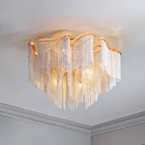 Beautiful Bedroom and Dining Room LED Ceiling Light with Aluminum Chain Tassels for Living Room