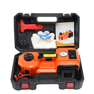 Portable Multifunctional 5T 12V 3-in-1 Electric Hydraulic Remote Control Orange Car Jack Lifting Tool Set Impact Wrench Inflator