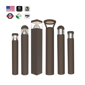 Stock In USA Outdoor IP65 Waterproof Aluminum Bollard Lights 40cm 60cm 80cm Garden Pathway Lighting Use LED Lawn Light