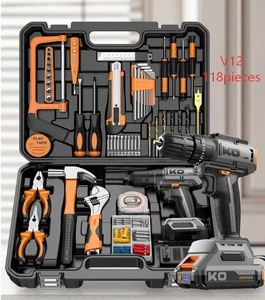 All-in-One Power Tool Combo Kit, Cordless Drill Set with Portable Toolbox for Home & DIY Use