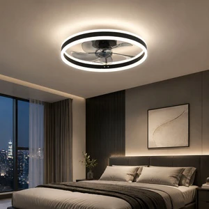 Modern Chandelier with Blades Indoor Decorative Dimmable LED Ceiling Fan Light with Remote Control for Bedroom and Living Room