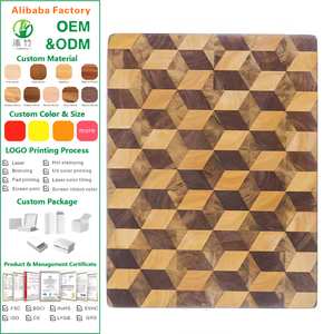 3D Checker Pattern Walnut End Grain Wood Butcher Blocks Thick Solid Wood Anti-Bacterial Durable Chopping Board Handles For