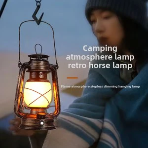 Outdoor Camping Rechargeable Vintage Retro Horse Lantern LED Multi-functional Portable Campsite Tent Light Touch Switch Non-slip