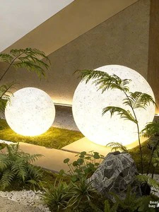 Solar Lawn Lights Outdoor Waterproof Plastic Imitation Marble Luminous Ball IP65 Rating For Garden Courtyard Landscaping 24V