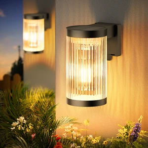 Factory High Quality IP65 Waterproof Solar Wall Lamp Outdoor 2 Pack LED Filament Bulb Warm White Garden Lights Home Wall Fence