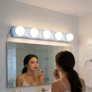 Modern Bathroom Indoor Makeup Vanity Mirror Lights with LED Dimmable Bulbs and Remote Control