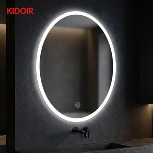 KIDOIR ODM Oval LED Bathroom Mirror Anti-Fog Touch Dimmable Backlit Wall Mounted Vanity Mirror Wholesale Supplier Hotel Custom