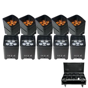 USA Warehouse 10pcs Black Smart DJ S6 6*18w up Lighting Case Rain Cover Battery Wireless Dmx Led Uplights Wedding Party