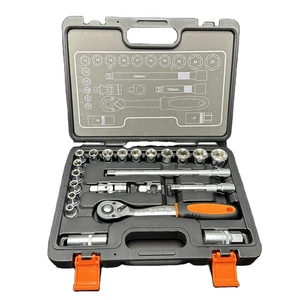 Multiple Sizes 1/2 Inch Drive Ratchet Click Torque Socket Wrench Kit Combination Spanner Auto Repair Tools 22 Pieces Set