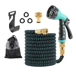 Mint Blue 50FT 100FT Water Hose Pipe Expandable Garden Hose Flexible Garden Magic Hose for Washing Cleaning