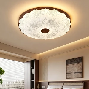 French Cream Style Bedroom Ceiling Lamp with Iron Base Acrylic Cover Recessed Mount LED 3 Color Temperatures D50CM Diameter