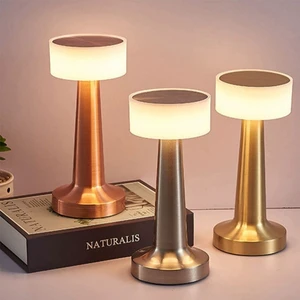 Modern Luxury LED Desk Cordless 3-Level Dimmable Night Light Touch Control Rechargeable Battery Powered Table Iron Metal for