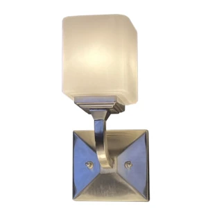 1-Lt Bath Vanity Brushed Nickel Finish Wall Lamps with Frosted Opal Glass and Western Style Indoor Decor Light E26 Bulb