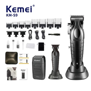 KEMEI Km-S9 Cordless Profession Hair Cutter Set 3in1 DLC Trimmer 2500mAh Beard Shaver Hair Removing Tool Kit With EVA Bag CE OEM
