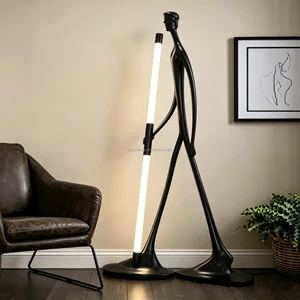 Abstract Man Sculpture Floor Lamp LED Vertical Tube Standing Light Black Floor Light For Hotel Villa Lobby Art Home Decor