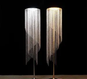 L48 Modern Crystal Bead Curtain Centerpieces Iron Body LED Floor Lamp Lighting For Living Room Bedroom Hotel Wedding Decor