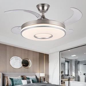 220V High Wind Power 3-Color Changing LED Ceiling Fan Pendant Light Electric Fan Integrated Living Room Dining Bedroom Lighting