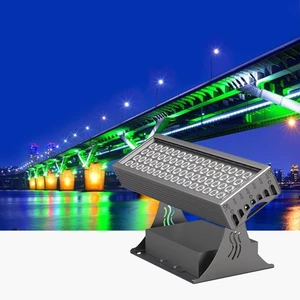 IP66 LED Floodlight with RGBW 100W/300W/400W Narrow Beam Bridge Stay Wire Landscape Light SMD Chip Warm White Color