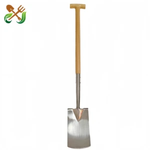 China Manufacturer German Style T Ash Wood Handle Tree Digging Garden Tool Stainless Steel Spade Shovel for Garden Soil Turning