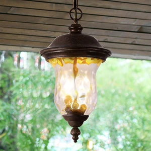 19 Inch Rustic Vintage Pendant Light Clear Glass Garden Patio Porch Lighting Fixture Waterproof Outdoor Hanging Ceiling Light
