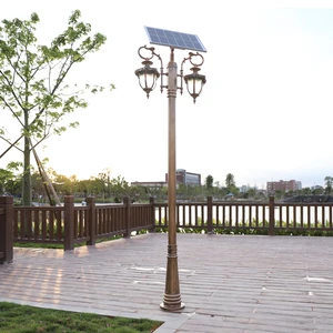 Courtyard Outdoor Solar Panel Led Garden Light Villa Waterproof Road Street Lamp Vintage High Pole Garden Lamp